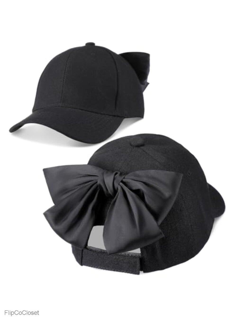 Adjustable Bow Tie Baseball Cap for Women, Cotton, Ponytail Sun Hat